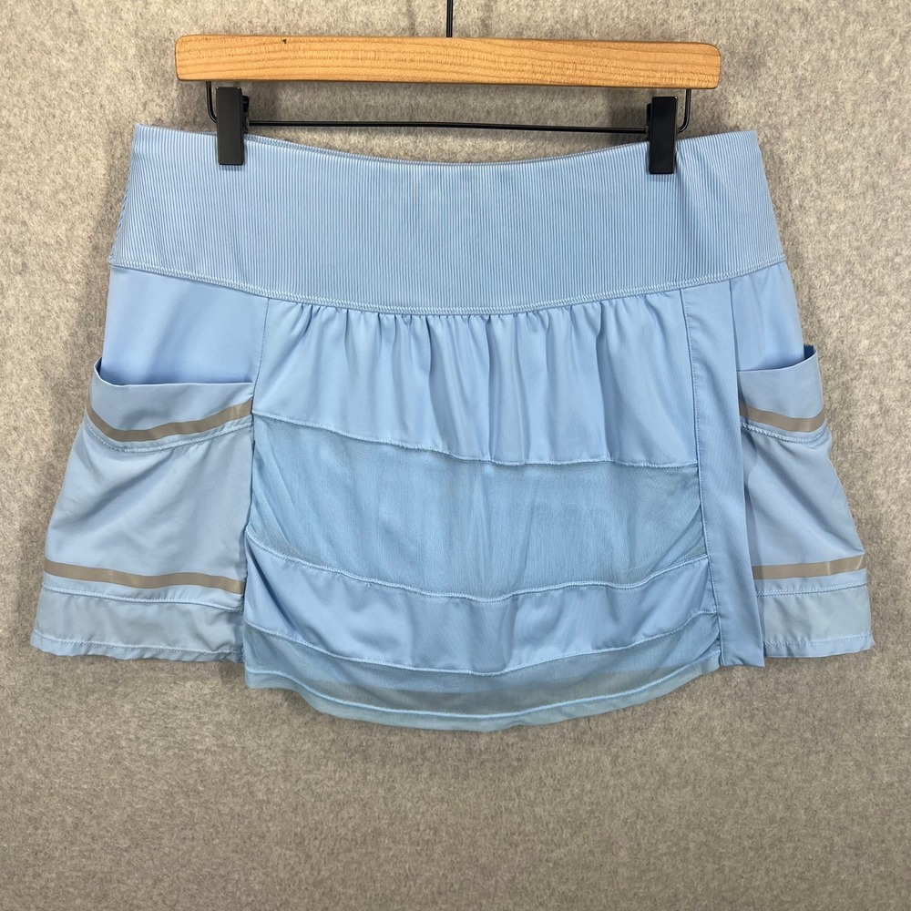 Lucky in Love Tennis Skort Women XL Blue Athletic Mesh Tiered Pockets EUC